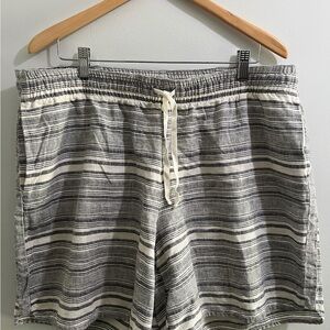 J Jill Love Linen Womens‎ XL Gray White Striped Drawstring Shorts Classic Summer